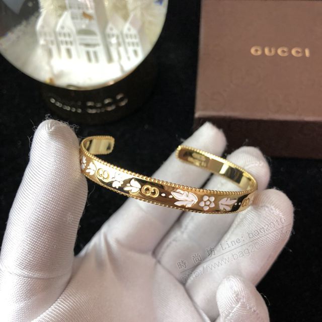 GUCCi飾品 古馳孔雀翎黃金開口手鐲 Gucci首飾 女手鐲  zgbq1104